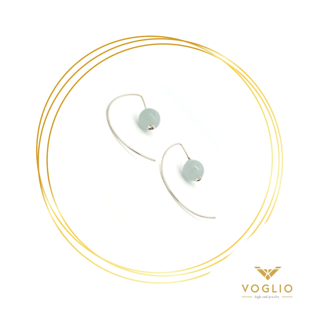 VOGLIO: Moon Hoop Sterling Silver Jadeite Earrings | Uniquely Claudia Boutique 
