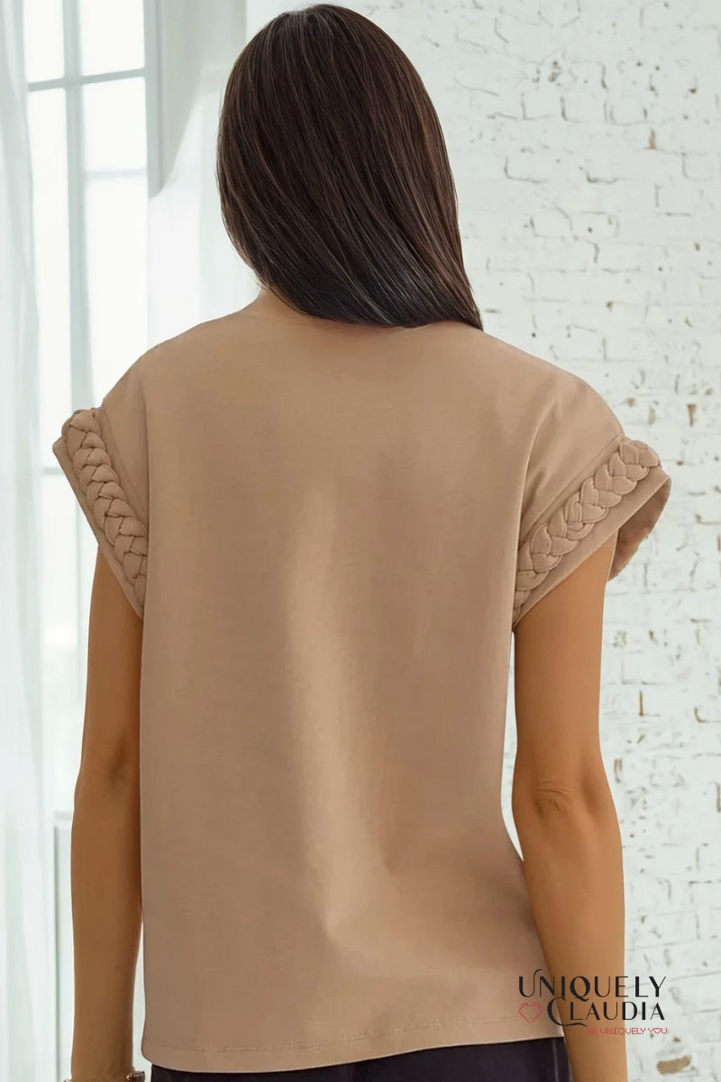Vada Braided Detail Cap Sleeve Top