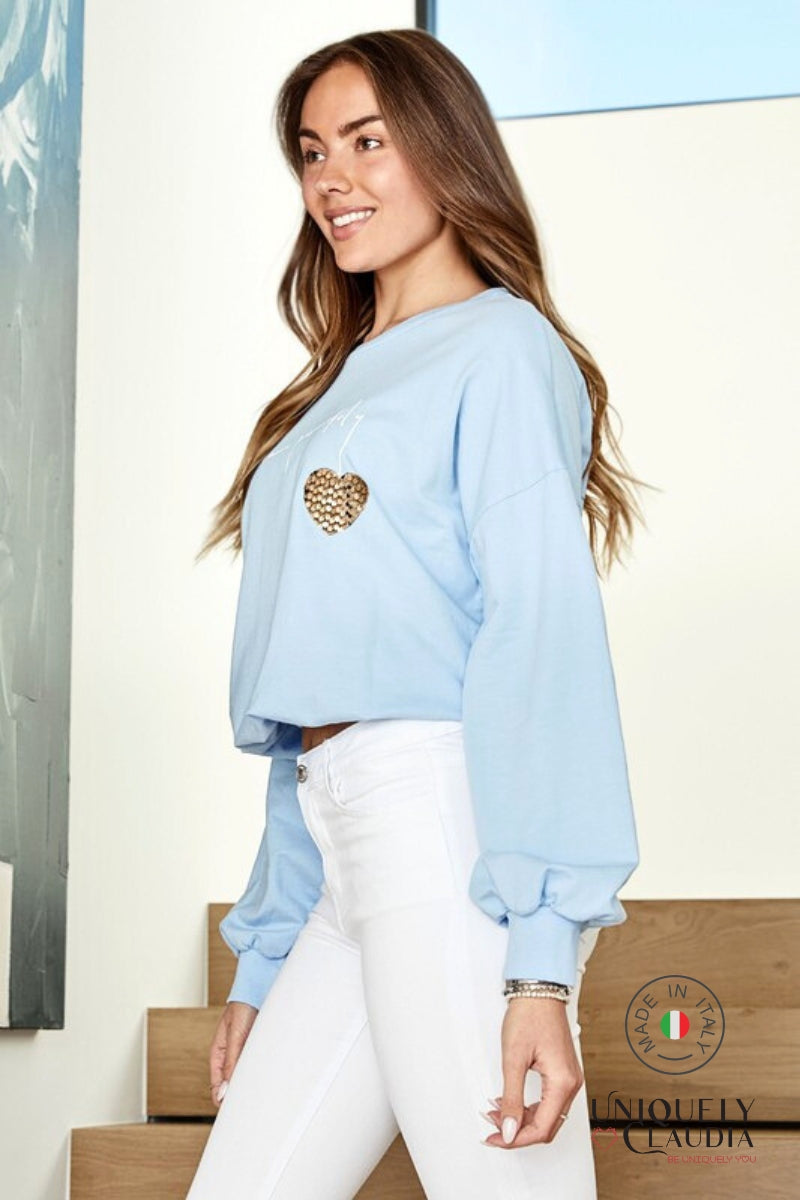 Vivere Con Passione Sequined Heart Top | Uniquely Claudia Boutique
