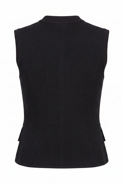 Vivienne Military Button Black Knit Vest