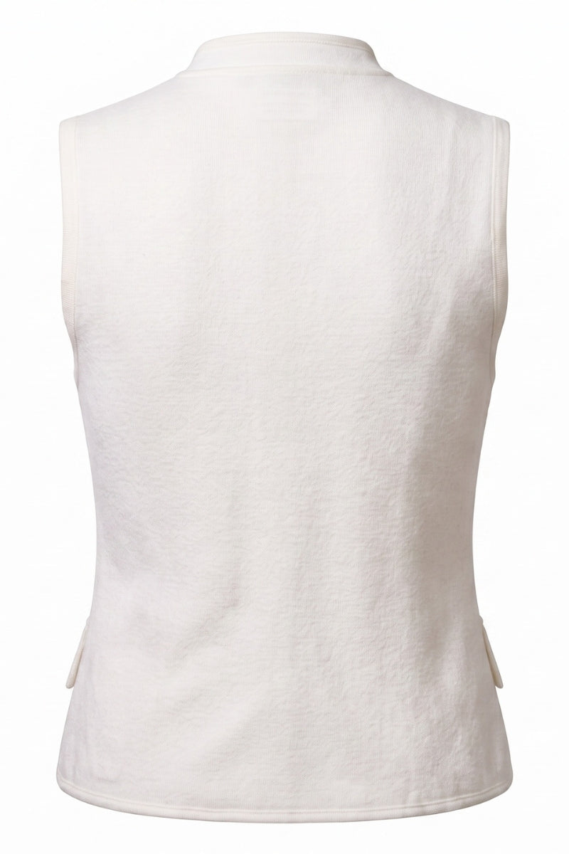 Vivienne Military Button Off-White Knit Vest