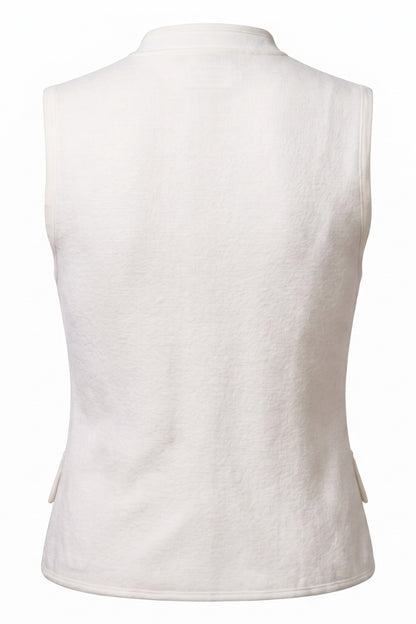 Vivienne Military Button Off-White Knit Vest