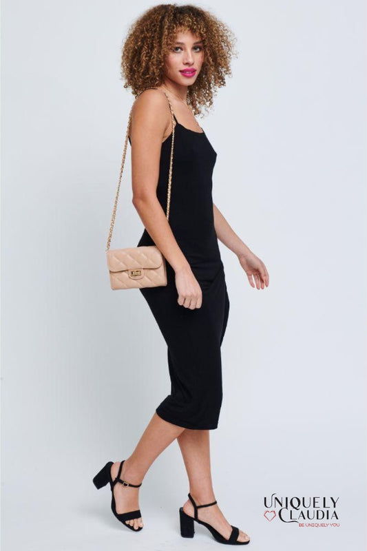 Wendy Quilted Nude Crossbody Bag | Uniquely Claudia Boutique 