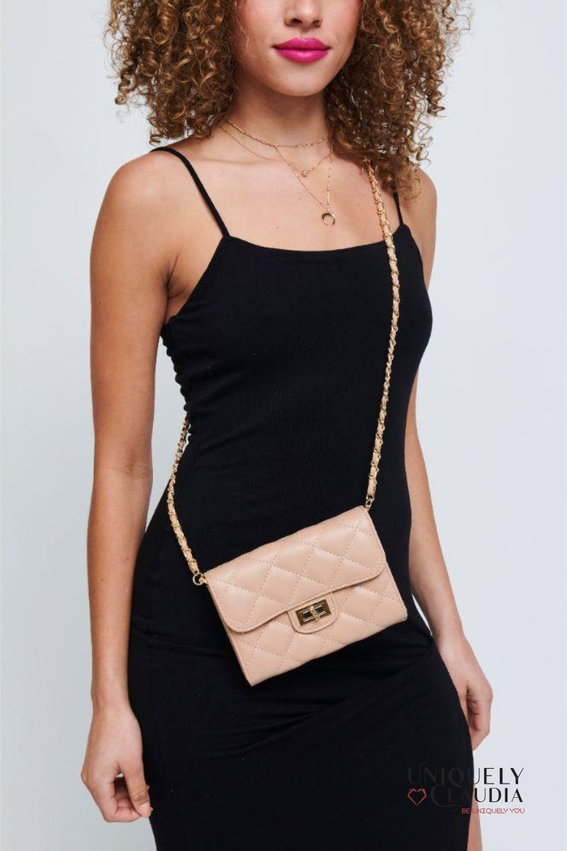 Wendy Quilted Nude Crossbody Bag | Uniquely Claudia Boutique 
