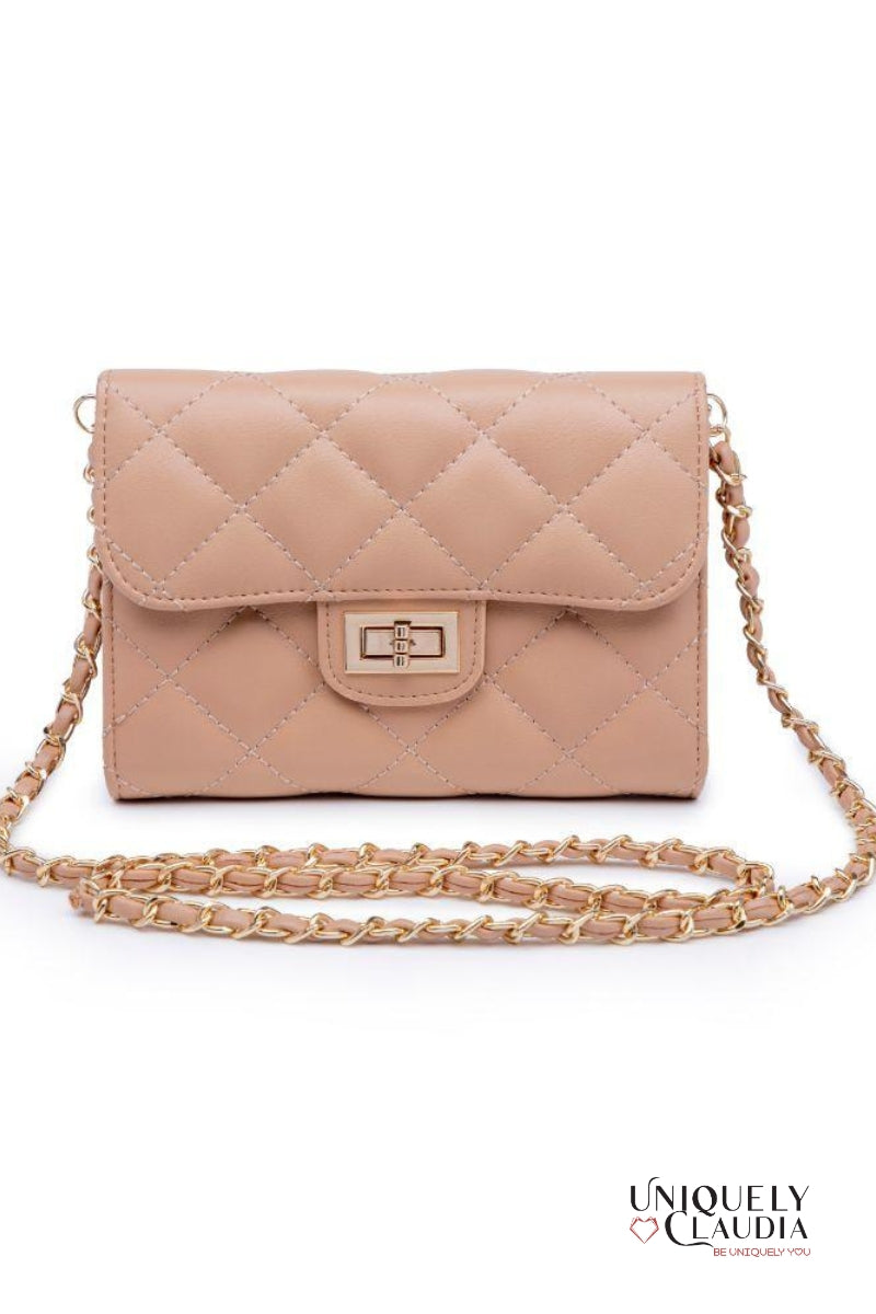 Wendy Quilted Nude Crossbody Bag | Uniquely Claudia Boutique 