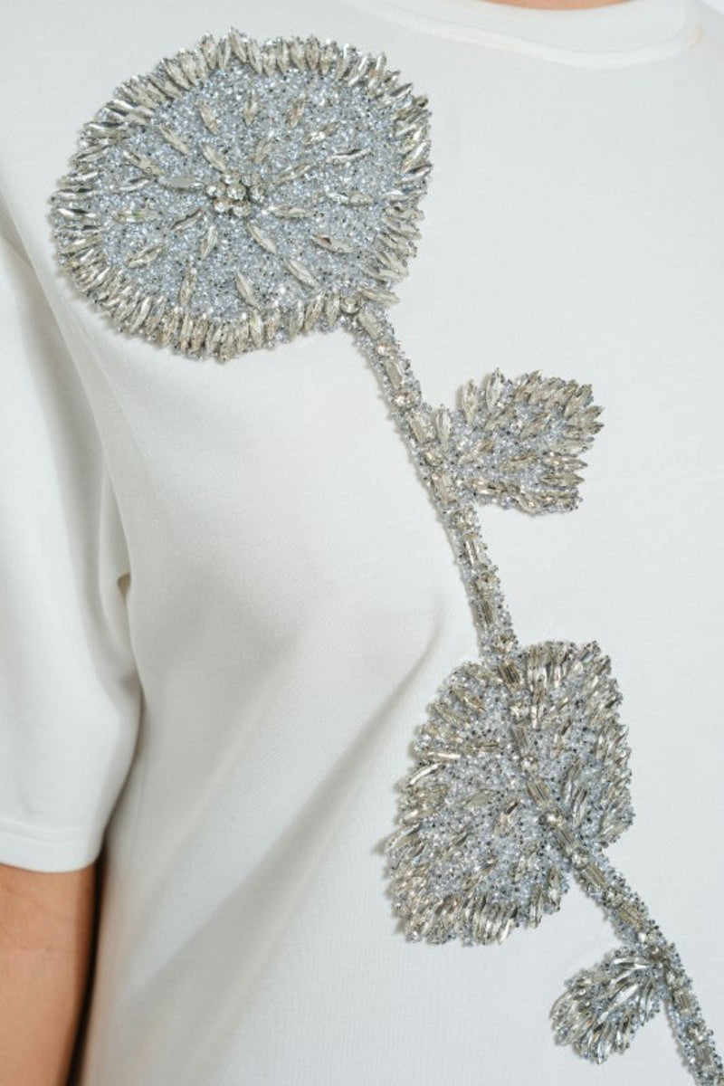 Yanira Embellished Flower T-Shirt Dress - Uniquely Claudia Boutique