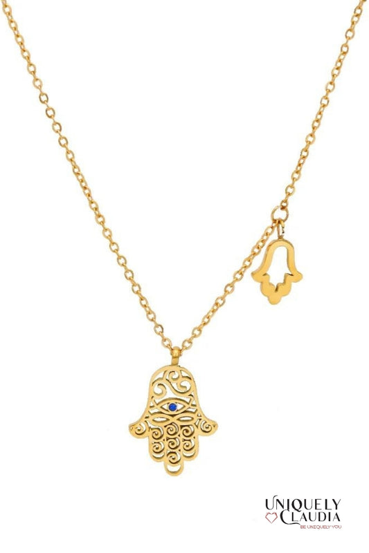 Hamsa Stainless Steel Necklace | Uniquely Claudia