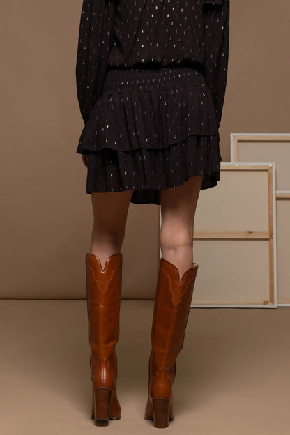 Melody Metallic Dashes Ruffle Mini Skirt - Uniquely Claudia Boutique
