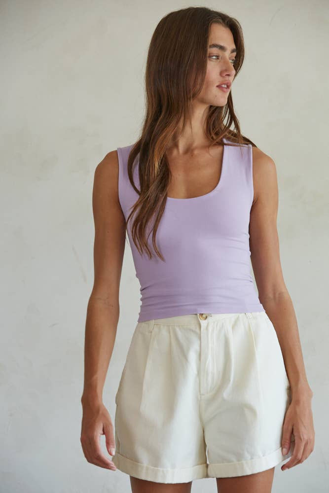 Ellie Double Layered Seamless White Top - Uniquely Claudia Boutique
