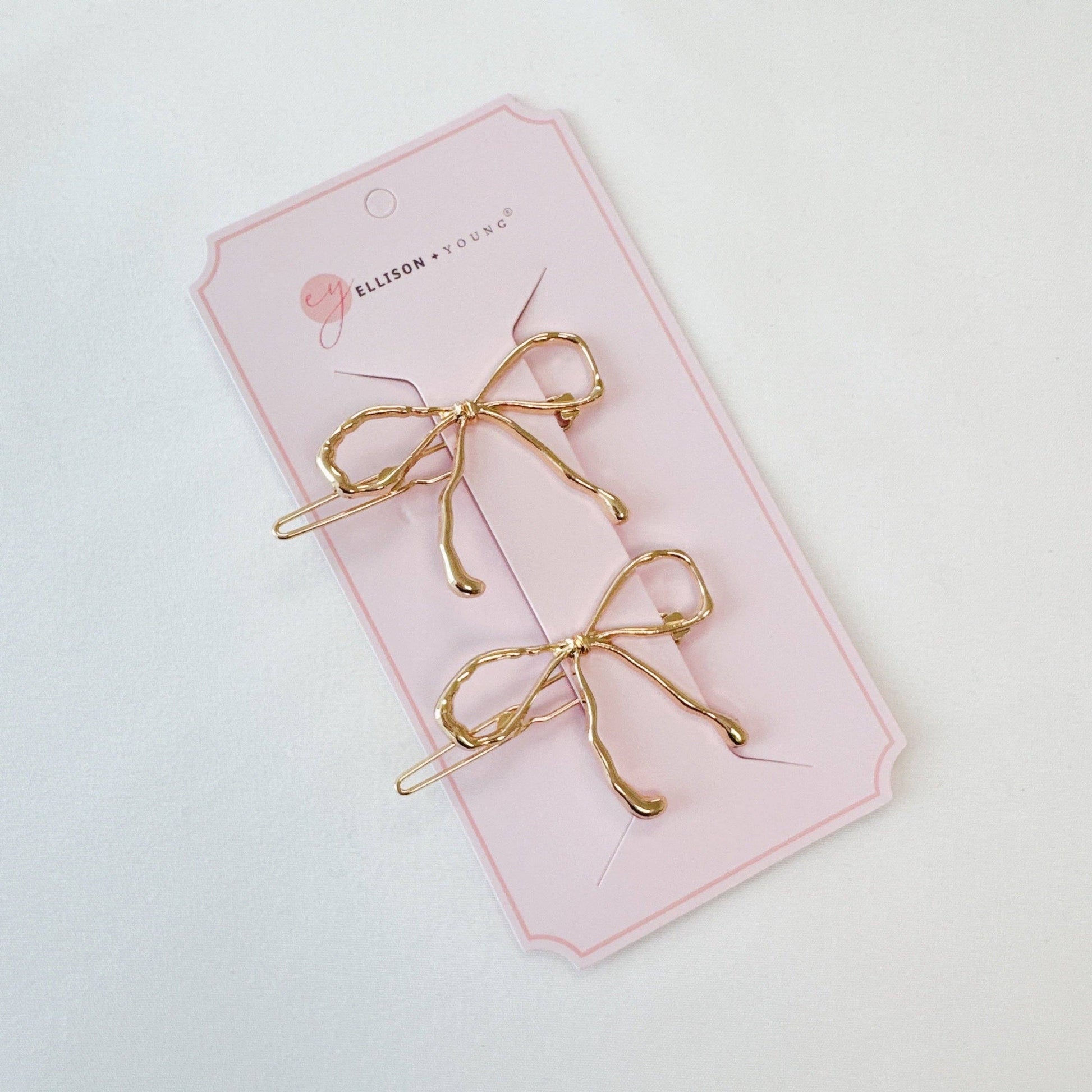Wobbly Gold Metal Bow Hair Clip Set Of 2 - Uniquely Claudia Boutique