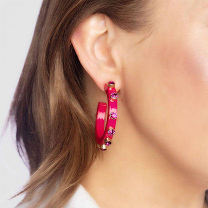 Renee Resin & Rhinestone Hoop Earrings | Uniquely Claudia Boutique