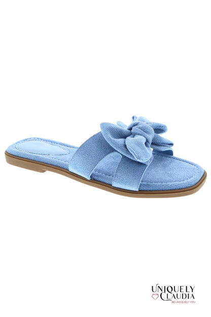 Cassandra Bow Detail Flat Sandal | Uniquely Claudia Boutique 