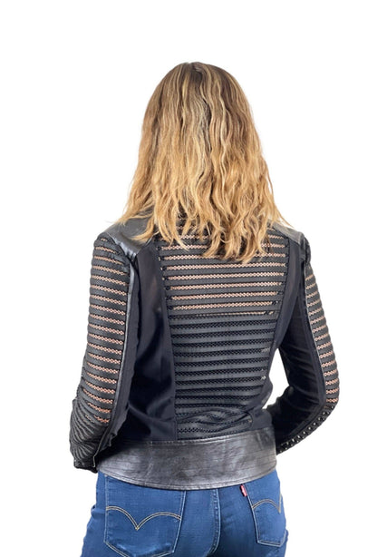 Maryann Mesh & Vegan Leather Shadow Jacket - Uniquely Claudia Boutique