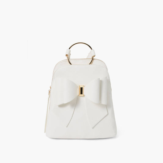 Jasmine Bowtie Backpack Handbag: Off White