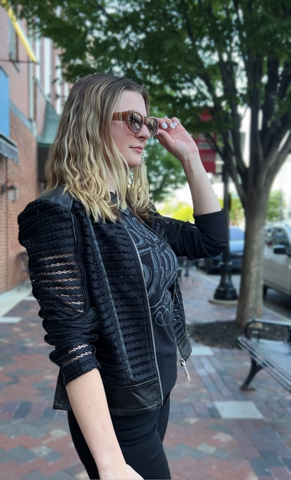 Maryann Mesh & Vegan Leather Shadow Jacket - Uniquely Claudia Boutique