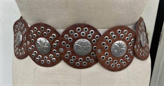 Medallion Brown Leather Belt - Uniquely Claudia Boutique