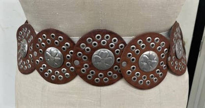 Medallion Brown Leather Belt - Uniquely Claudia Boutique