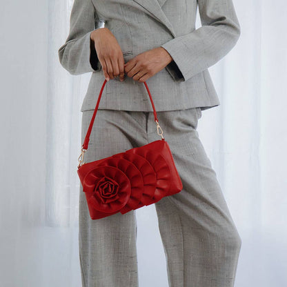 Florence Red Recycled Vegan Leather Shoulder Bag - Uniquely Claudia Boutique