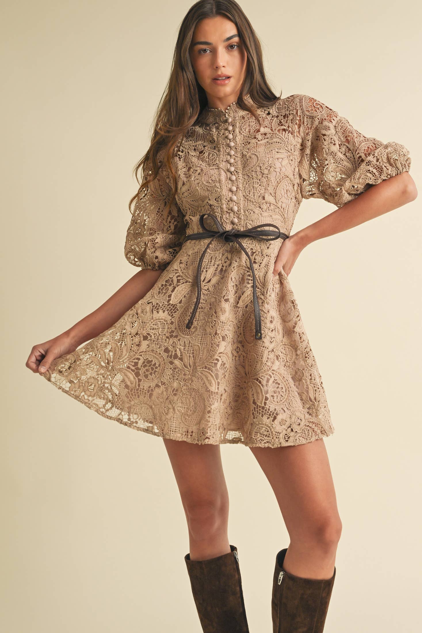 Crochet Lace VIctorian style Mini Dress - Uniquely Claudia Boutique
