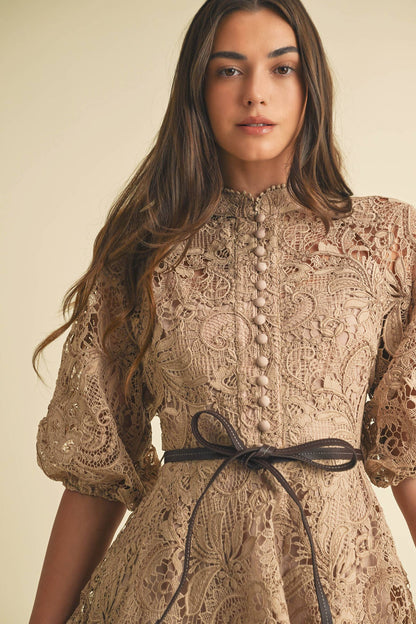 Crochet Lace VIctorian style Mini Dress - Uniquely Claudia Boutique