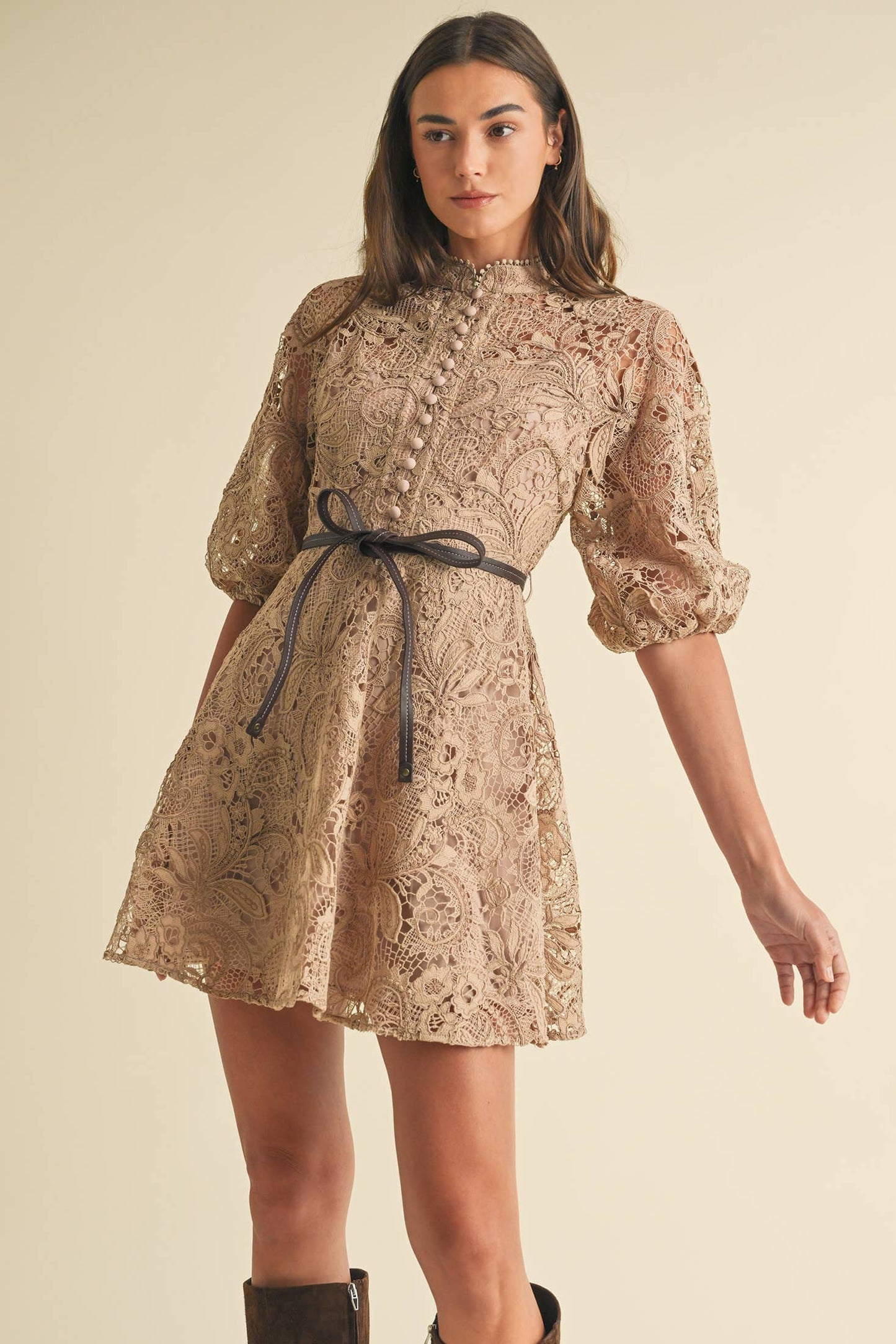 Crochet Lace VIctorian style Mini Dress - Uniquely Claudia Boutique