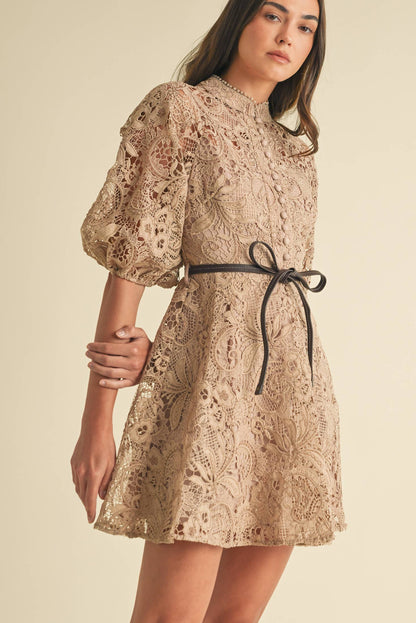 Crochet Lace VIctorian style Mini Dress - Uniquely Claudia Boutique