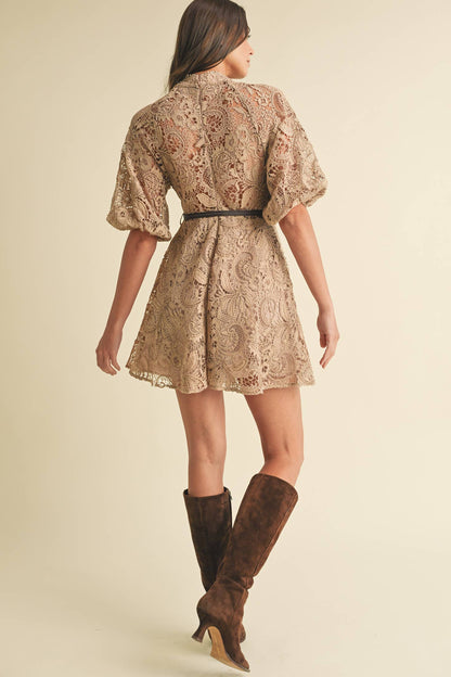 Crochet Lace VIctorian style Mini Dress - Uniquely Claudia Boutique