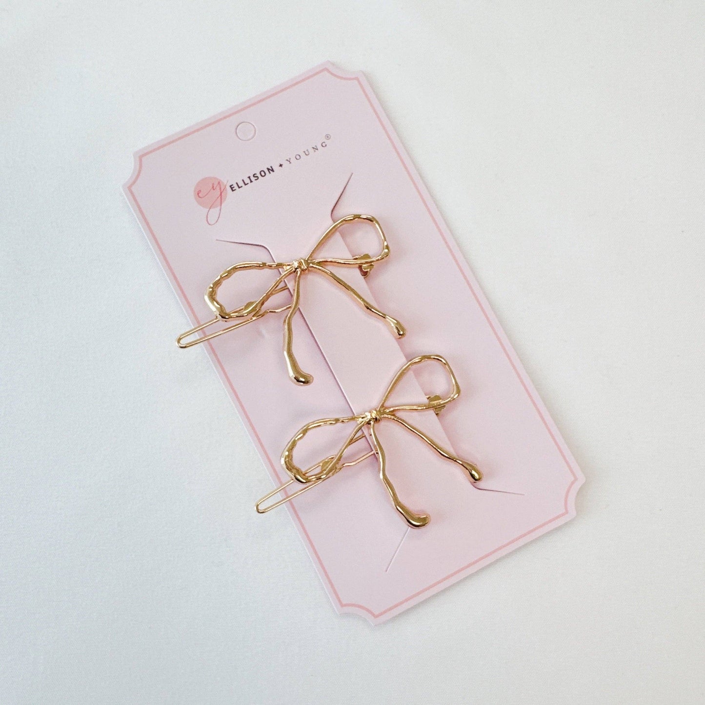 Wobbly Gold Metal Bow Hair Clip Set Of 2 - Uniquely Claudia Boutique