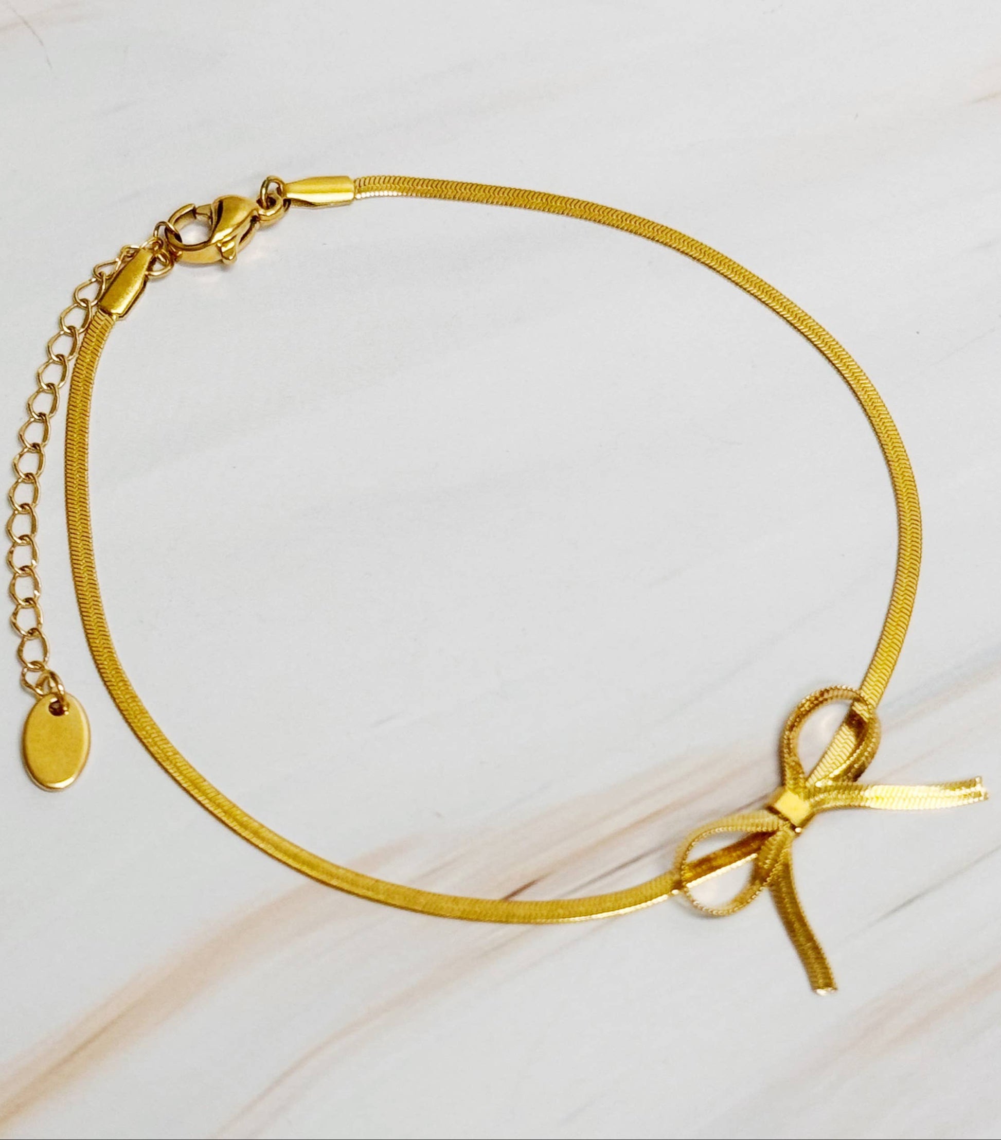Herringbone Chain Bow Anklet - Uniquely Claudia Boutique