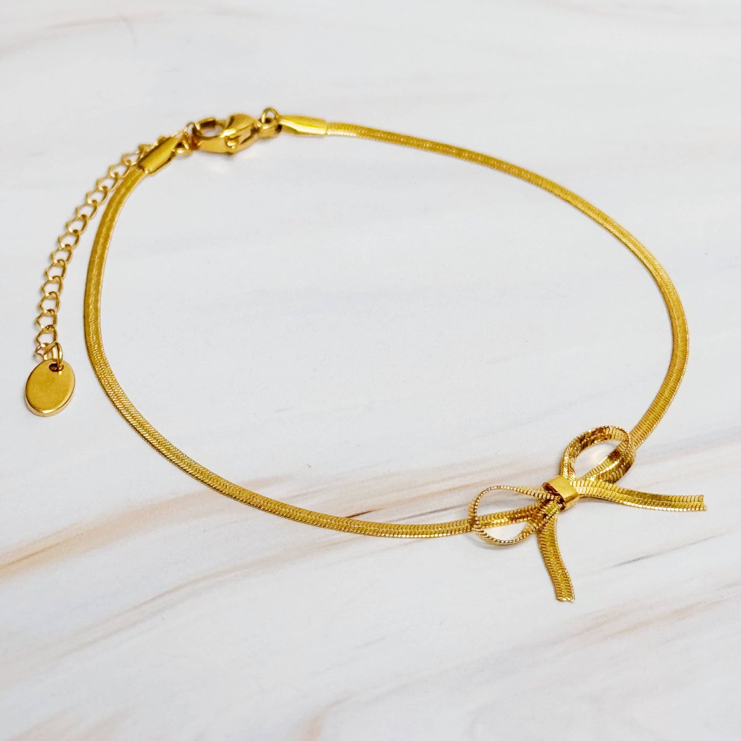 Herringbone Chain Bow Anklet - Uniquely Claudia Boutique