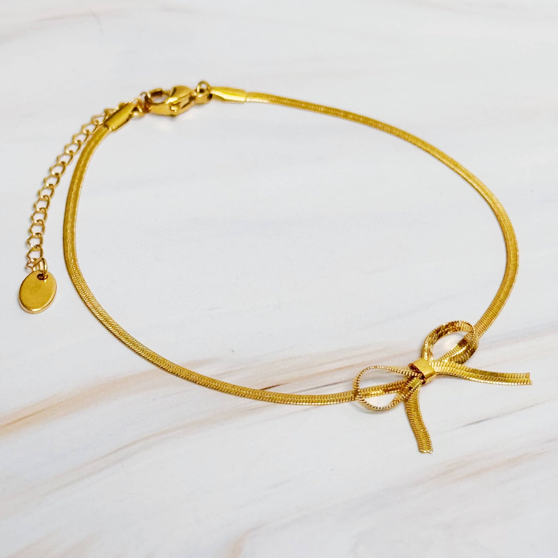 Herringbone Chain Bow Anklet - Uniquely Claudia Boutique