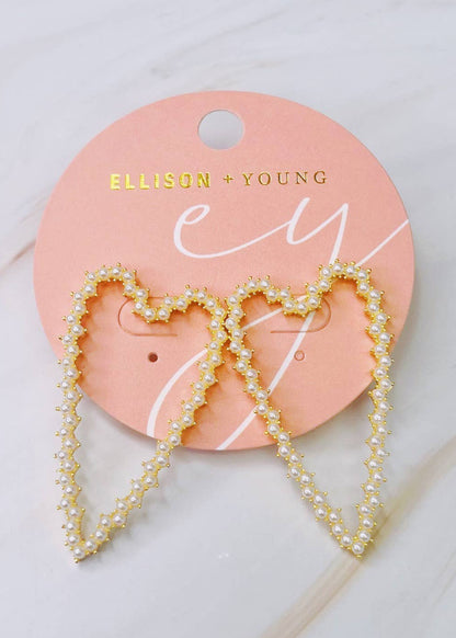 Pearl Encrusted Heart Earrings - Uniquely Claudia Boutique
