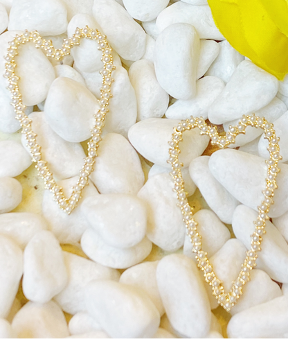 Pearl Encrusted Heart Earrings - Uniquely Claudia Boutique