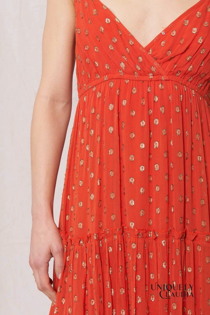 Lisa Metallic Polka Dot Sleeveless Maxi Dress | Uniquely Claudia