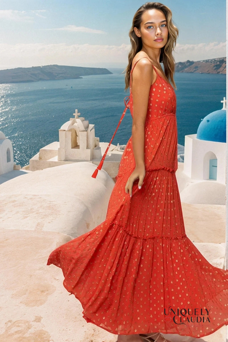 Lisa Metallic Polka Dot Sleeveless Maxi Dress | Uniquely Claudia