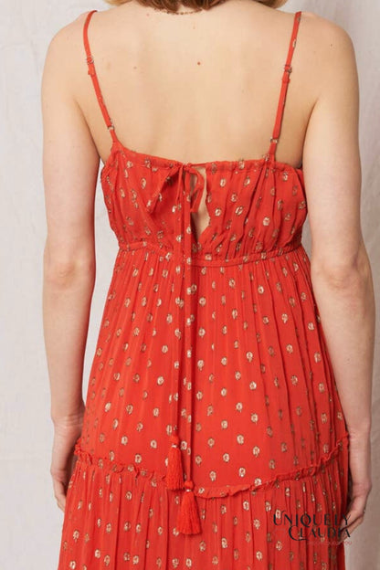 Lisa Metallic Polka Dot Sleeveless Maxi Dress | Uniquely Claudia