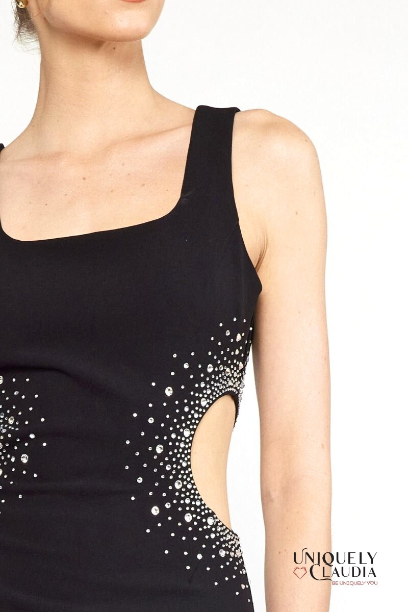 Karola Sides Cut-Outs Embellished Mini Dress | Uniquely Claudia Boutique