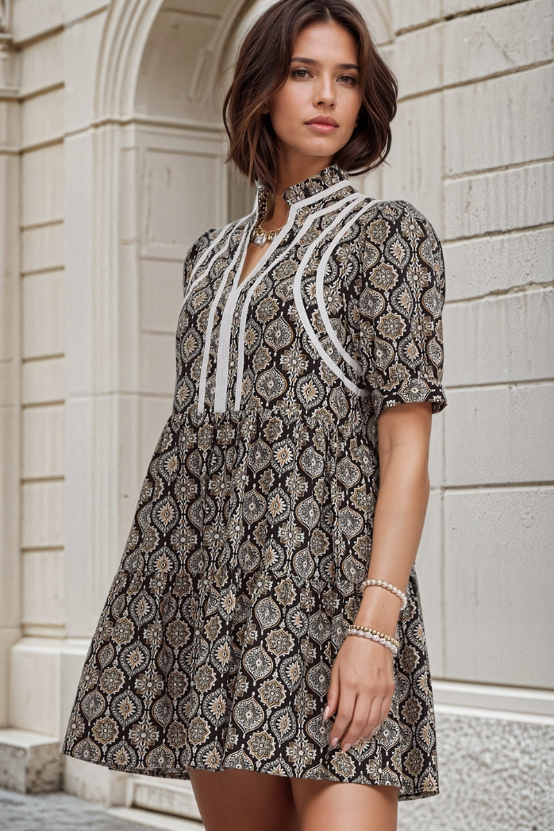 baby doll dresses for women Katrina High Neck Babydoll Dress