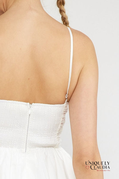 Theresa Spaghetti Strap Ruched Bubble Mini Dress | Uniquely Claudia Boutique