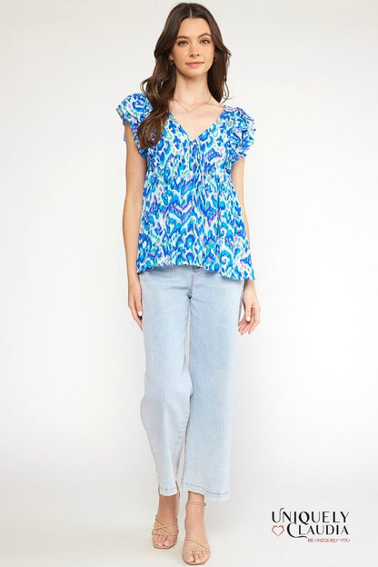 Lexie Ruffle Sleeves Top - Uniquely Claudia Boutique