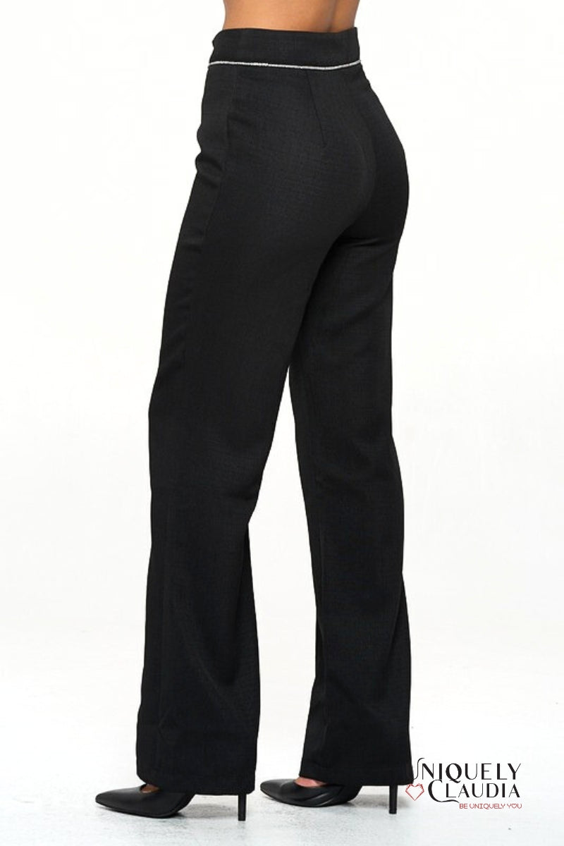 Maddie Embellished Black Pants - Uniquely Claudia Boutique