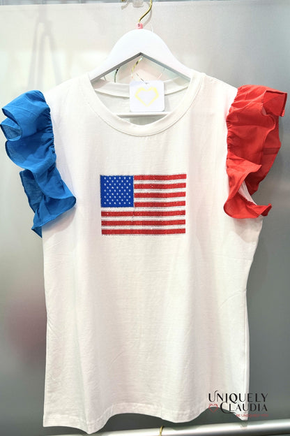 Shining Red White & Blue Tee - Uniquely Claudia Boutique