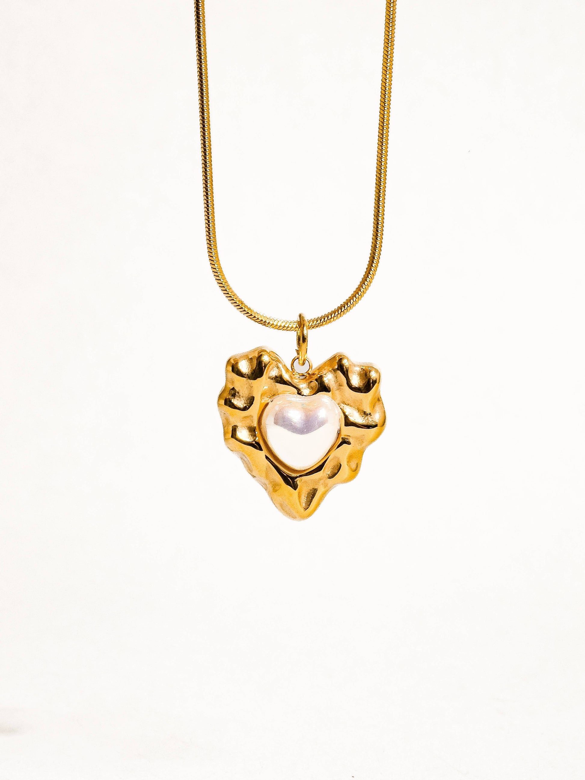 Taliana 18K Gold Non-Tarnish Layered Pearl Heart Necklace - Uniquely Claudia Boutique