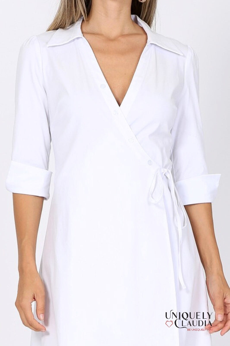 Emily Wrap Side Tie Mini Dress - Uniquely Claudia Boutique