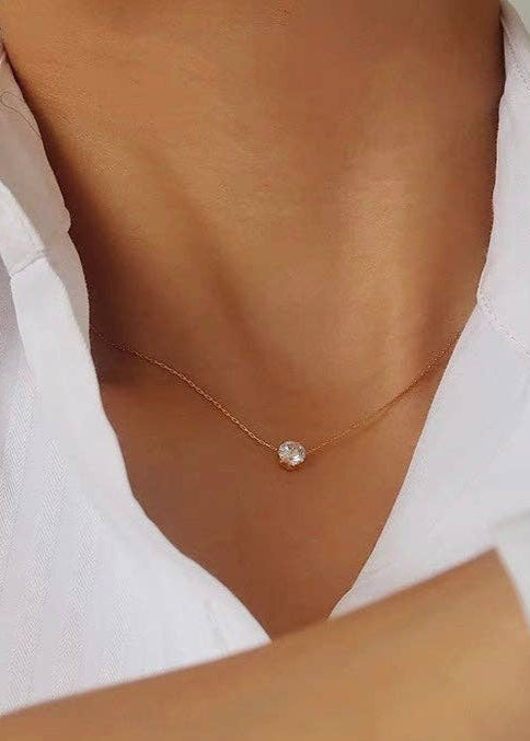 Floating Diamond Solitaire Necklace