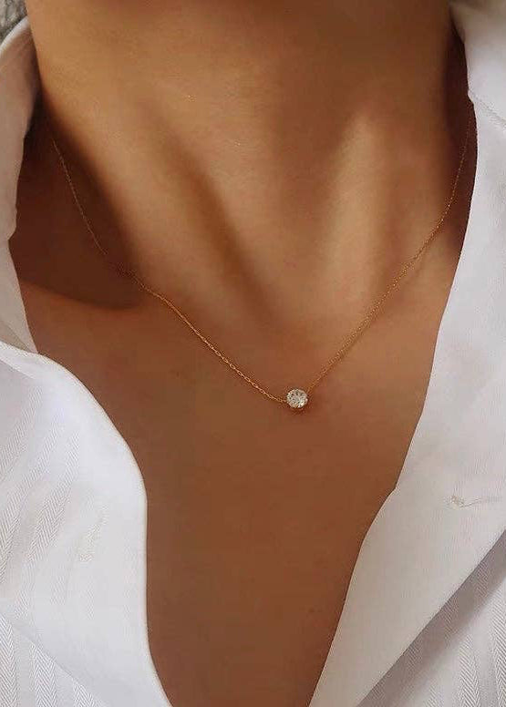 Floating Diamond Solitaire Necklace