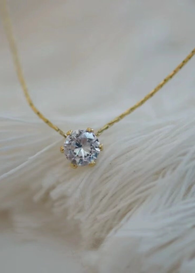 Floating Diamond Solitaire Necklace