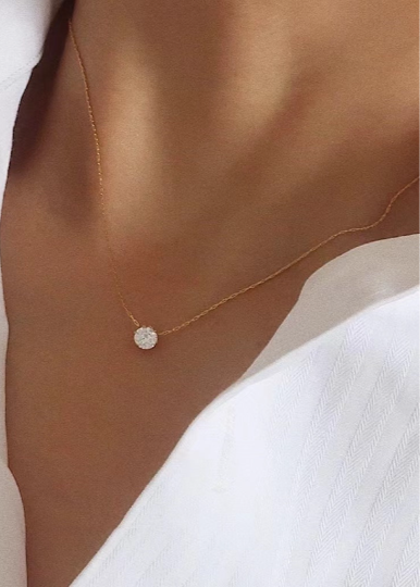 Floating Diamond Solitaire Necklace