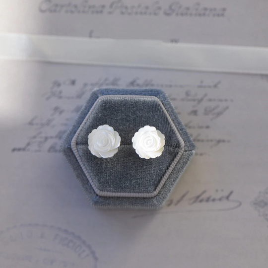 Mother of Pearl Flower Stud Earrings