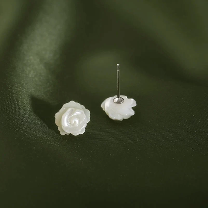 Mother of Pearl Flower Stud Earrings